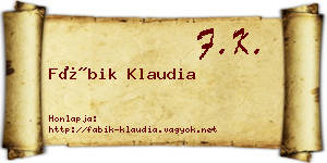 Fábik Klaudia névjegykártya